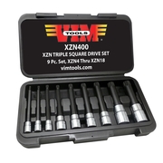 Vim Products 9-Piece XZN Triple Square, Spline Drive Bit Set XZN400